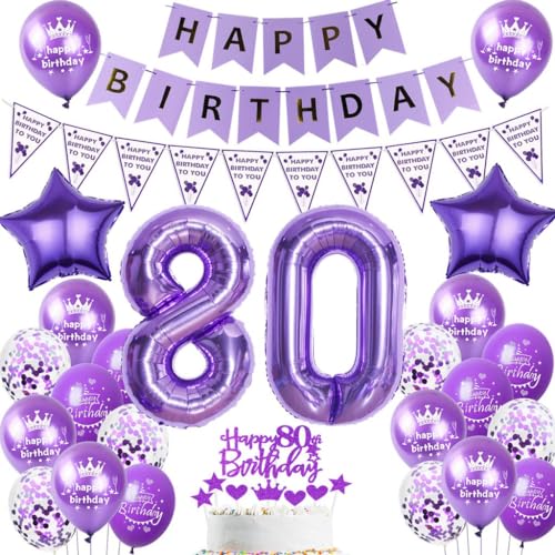 Ballon 80 Geburtstag Deko frauen lila Deko 80. Geburtstagsdeko 80 jahre frauen Luftballon 80. Happy Birthday Banner 80 Geburtstag frau mädchen Party Dekoration Ballon 80 Geburtstag Deko frauen lila Deko 80. Geburtstagsdeko 80 jahre frauen Luftballon 80. Happy Birthday Banner 80 Geburtstag frau mädchen Party Dekoration von Ohaoduo