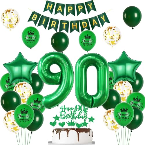 Ballon 90 Geburtstag Deko Mann frauen grün gold Deko 90. Geburtstag Mann grün Geburtstagsdeko 90 jahre frau Luftballon 90. männer Party Dekoration von Ohaoduo