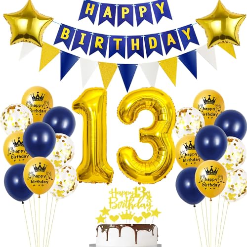 Blau 13 Geburtstag Deko Junge Mädchen,Luftballons 13 Geburtstag Blau Gold, 13. Geburtstag Junge Party Deko,Blau Gold 13. Geburtstag Dekoration,Tortendeko Geburtstag 13 Jahre Junge,Ballon 13 Jahre Blau 13 Geburtstag Deko Junge Mädchen,Luftballons 13 Geburtstag Blau Gold, 13. Geburtstag Junge Party Deko,Blau Gold 13. Geburtstag Dekoration,Tortendeko Geburtstag 13 Jahre Junge,Ballon 13 Jahre von Ohaoduo
