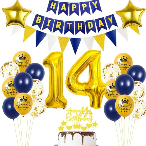 Blau 14 Geburtstag Deko Junge Mädchen,Luftballons 14 Geburtstag Blau Gold, 14. Geburtstag Junge Party Deko,Blau Gold 14. Geburtstag Dekoration,Tortendeko Geburtstag 14 Jahre Junge,Ballon 14 Jahre Blau 14 Geburtstag Deko Junge Mädchen,Luftballons 14 Geburtstag Blau Gold, 14. Geburtstag Junge Party Deko,Blau Gold 14. Geburtstag Dekoration,Tortendeko Geburtstag 14 Jahre Junge,Ballon 14 Jahre von Ohaoduo