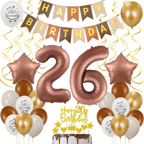 Braun 26 Luftballons, 26. Geburtstag Party Deko, Braun 26 Geburtstag Deko Frau Mann, Geburtstagsdeko 26 Braun Retro Kaffee, Luftballons 26 Party ,Ballons 26 von Ohaoduo