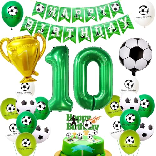 Fußball Luftballon 10 Geburtstag Deko Grün 10 jahre Junge Geburtstagsdeko 10 Jung Ballon 10. Geburtstag Fußball Kuchendeko 10 Junge Cake Topper 10 Kindergeburtstag Party Deko von Ohaoduo