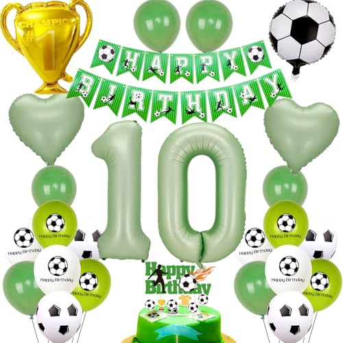 Fussball Luftballon 10. Geburtstag Grün Helium Ballon 10 Geburtstag Junge Cake Topper Fußball Geburtstagsdeko 10 Jahre Kindergeburtstag 10 Party Deko 10 Junge Kuchendeko 10 jahre von Ohaoduo