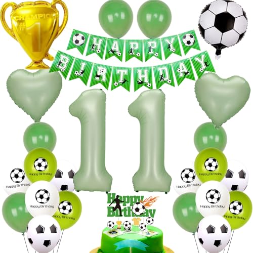 Fussball Luftballon 11. Geburtstag Grün Helium Ballon 11 Geburtstag Junge Cake Topper Fußball Geburtstagsdeko 11 Jahre Kindergeburtstag 11 Party Deko 11 Junge Kuchendeko 11 jahre von Ohaoduo