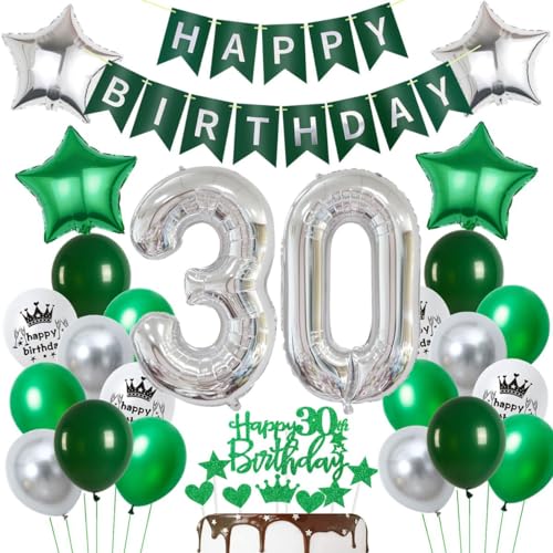 Geburtstagsdeko 30 Grün Silber, Luftballon 30. Geburtstag Mann Frau, Ballons 30 Geburtstag Grün Silber, Deko 30. Männer Frauen, 30 Jahre Party Dekoration Silber Geburtstagsdeko 30 Grün Silber, Luftballon 30. Geburtstag Mann Frau, Ballons 30 Geburtstag Grün Silber, Deko 30. Männer Frauen, 30 Jahre Party Dekoration Silber von Ohaoduo