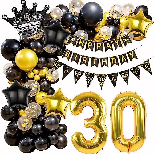 Geburtstagsdeko 30. Geburtstag Frau Mann, 30 Geburtstag Deko, 30. Geburtstag Schwarz Gold Luftballons, 30 Jahr Ballon Girlande Schwarz Gold, 30 Jahr Geburtstagdeko,30 Geburtstag Luftballons von Ohaoduo