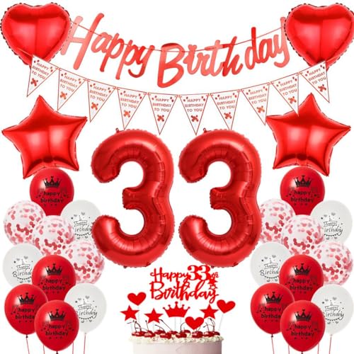 Geburtstagsdeko 33 Jahre Frau, Ballon 33 Deko Rot, Luftballons 33. Geburtstag Frauen, Rot 33 Geburtstagsdeko Frau, 33 Jahr, Ballon 33 Jahr Party Dekoration Geburtstagsdeko 33 Jahre Frau, Ballon 33 Deko Rot, Luftballons 33. Geburtstag Frauen, Rot 33 Geburtstagsdeko Frau, 33 Jahr, Ballon 33 Jahr Party Dekoration von Ohaoduo