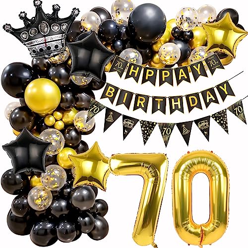 Geburtstagsdeko 70. Geburtstag Frau Mann, 70 Geburtstag Deko, 70. Geburtstag Schwarz Gold Luftballons, 70 Jahr Ballon Girlande Schwarz Gold, 70 Jahr Geburtstagdeko,70 Geburtstag Luftballons von Ohaoduo