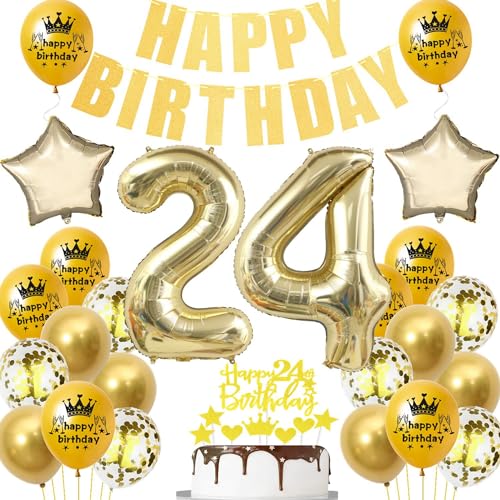 Gold 24 Geburtstag Deko Mann Frau,Luftballon 24. Geburtstag Gold,24 Jahre Geburtstag Party Dekoration Mann,Gold 24. Frau Party Deko,Ballons 24 Jahre Gold,Geburtstagsdeko 24 Mann Gold Gold 24 Geburtstag Deko Mann Frau,Luftballon 24. Geburtstag Gold,24 Jahre Geburtstag Party Dekoration Mann,Gold 24. Frau Party Deko,Ballons 24 Jahre Gold,Geburtstagsdeko 24 Mann Gold von Ohaoduo