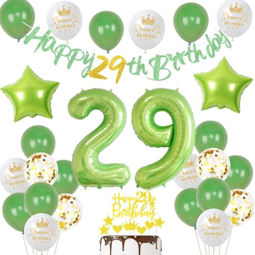 Grün 29. Geburtstag Dekoration frau ,Grün Tortendeko Geburtstag 29 Jahre mann,29 frauen mann Party Deko,Tortendeko 29. Männer frauen,Geburtstagsdeko 29 Jahre von Ohaoduo