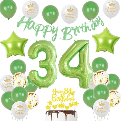 Grün 34. Geburtstag Dekoration frau ,Grün Tortendeko Geburtstag 34 Jahre mann,34 frauen mann Party Deko,Tortendeko 34. Männer frauen,Geburtstagsdeko 34 Jahre Grün 34. Geburtstag Dekoration frau ,Grün Tortendeko Geburtstag 34 Jahre mann,34 frauen mann Party Deko,Tortendeko 34. Männer frauen,Geburtstagsdeko 34 Jahre von Ohaoduo