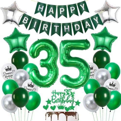 Grün Deko 35. Geburtstag Mann Frau,Luftballons 35. Geburtstag Grün,Party Ballons 35 Jahre Geburtstagsdeko 35. Party Dekoration,35 Ballons Frau Mannn von Ohaoduo