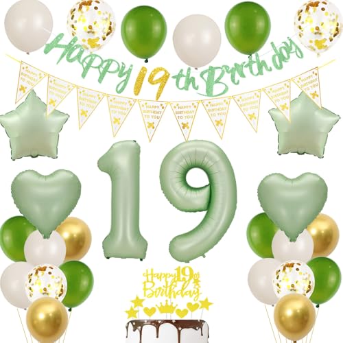 Grün Gold Deko 19. Geburtstag Junge Mädchen, Luftballon 19. Geburtstag Grün, Gold 19. Geburtstag Tortendeko, 19 Geburtstag Deko Grüne Mädchen, Geburtstagsdeko 19 Junge Grün, Party Ballon 19. Grün Grün Gold Deko 19. Geburtstag Junge Mädchen, Luftballon 19. Geburtstag Grün, Gold 19. Geburtstag Tortendeko, 19 Geburtstag Deko Grüne Mädchen, Geburtstagsdeko 19 Junge Grün, Party Ballon 19. Grün von Ohaoduo