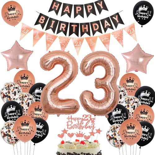 Luftballon 23. Roségold,Geburtstagsdeko 23 Jahr Roségold Schwarz,Ballon 23. Geburtstag Frauen,Luftballons Geburtstag 23 Schwarz,Frauen 23 Deko,Frau 23 Party Deko von Ohaoduo