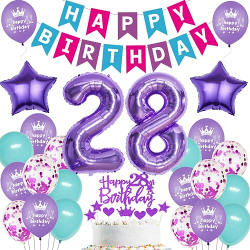 Luftballon 28. Lila, Geburtstagsdeko 28 Jahr Frau, Ballon 28. Geburtstag Lila, 28. Party Dekoration Lila, 28. Dekorationen Frauen, 28. Geburtstag Deko, 28 Jahr Frau Ballon von Ohaoduo