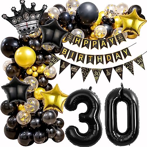 Luftballon 30 Geburtstag Deko, Ballon Girlande 30 Geburtstag Gold Schwarz, 30 Geburtstag Deko Frau, 30. Luftballon Girlande Mann, Geburtstagsdeko 30 Luftballon, 30 Jahr Geburtstagdeko von Ohaoduo