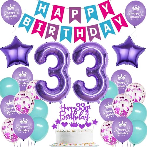 Luftballon 33. Lila, Geburtstagsdeko 33 Jahr Frau, Ballon 33. Geburtstag Lila, 33. Party Dekoration Lila, 33. Dekorationen Frauen, 33. Geburtstag Deko, 33 Jahr Frau Ballon von Ohaoduo