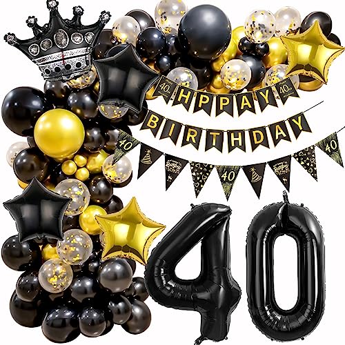 Luftballon 40 Geburtstag Deko, Ballon Girlande 40 Geburtstag Gold Schwarz, 40 Geburtstag Deko Frau, 40. Luftballon Girlande Mann, Geburtstagsdeko 40 Luftballon, 40 Jahr Geburtstagdeko von Ohaoduo