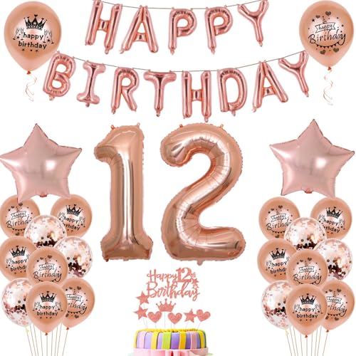 Luftballons 12. Geburtstag Dekoration mädchen Rosegold 12th Geburtstag Party Deko Set 12 geburtstag deko mädchen von Ohaoduo