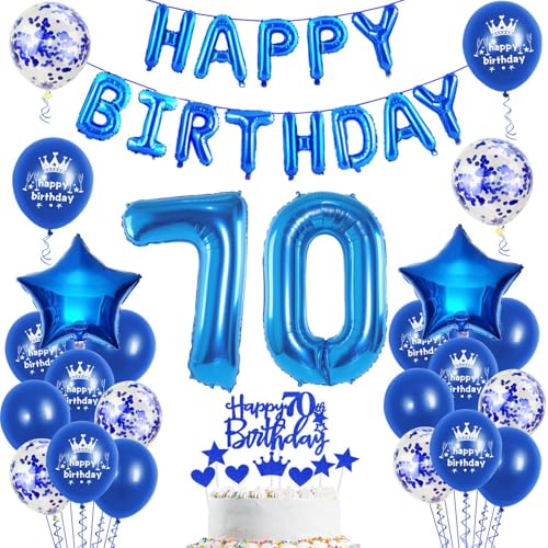 Luftballons 70. Geburtstag Dekoration mann blau happy birthday 70th Geburtstag Party Deko Set 70 geburtstag deko männer 70 jahre mannn blau Folienballons 70 männer (70) von Ohaoduo