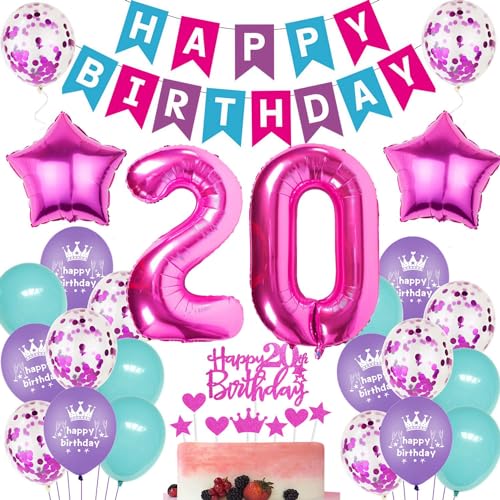 Luftballons 20. Geburtstag Rosa - Geburtstagsdeko Für 20 Jahre Frau - Party Dekoration Mit Tortendeko Luftballons 20. Geburtstag Rosa - Geburtstagsdeko Für 20 Jahre Frau - Party Dekoration Mit Tortendeko von Ohaoduo