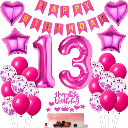 Ohaoduo 13 Geburtstag Deko Mädchen rosa rot 13 Geburtstag Dekoration rosa rot Geburtstagsdeko 13 jahre Luftballons Folienballon 13. Deko 13 Mädchen Tortendeko Ohaoduo 13 Geburtstag Deko Mädchen rosa rot 13 Geburtstag Dekoration rosa rot Geburtstagsdeko 13 jahre Luftballons Folienballon 13. Deko 13 Mädchen Tortendeko von Ohaoduo