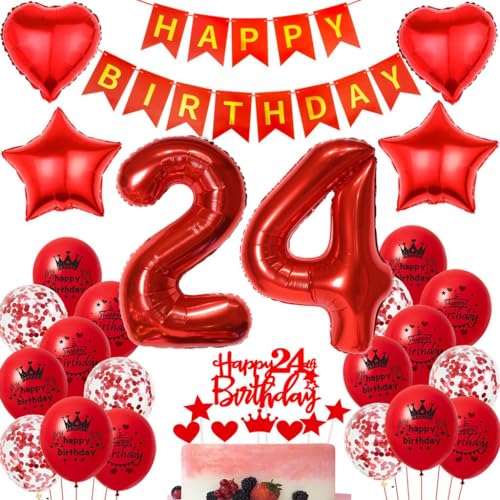 Ohaoduo 24 Geburtstag Deko Frauen rot 24 Geburtstag Dekoration rot Geburtstagsdeko 24 jahre Frau Luftballons Folienballon 24. Party Deko 24 Frauen Mädchen Tortendeko Ohaoduo 24 Geburtstag Deko Frauen rot 24 Geburtstag Dekoration rot Geburtstagsdeko 24 jahre Frau Luftballons Folienballon 24. Party Deko 24 Frauen Mädchen Tortendeko von Ohaoduo