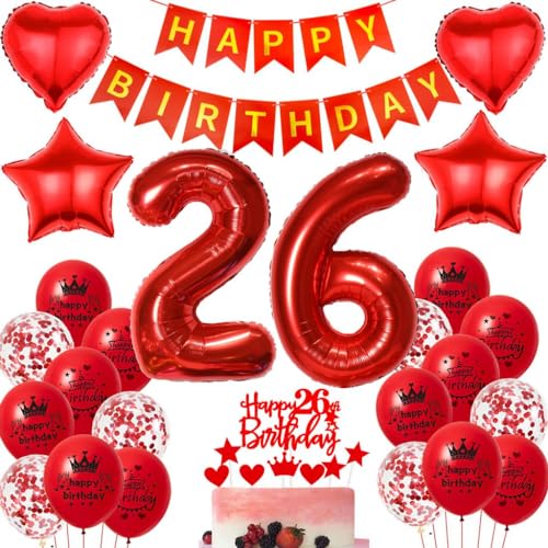 Ohaoduo 26 Geburtstag Deko Frauen rot 26 Geburtstag Dekoration rot Geburtstagsdeko 26 jahre Frau Luftballons Folienballon 26. Geburtstag Party Deko 26 Geburtstag Frauen Mädchen Tortendeko rot Ohaoduo 26 Geburtstag Deko Frauen rot 26 Geburtstag Dekoration rot Geburtstagsdeko 26 jahre Frau Luftballons Folienballon 26. Geburtstag Party Deko 26 Geburtstag Frauen Mädchen Tortendeko rot von Ohaoduo