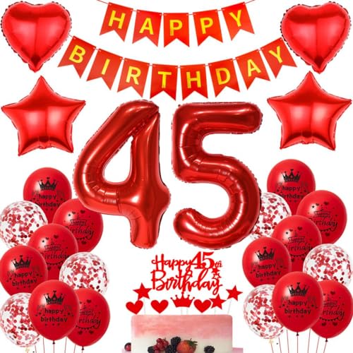 Ohaoduo 45 Geburtstag Deko Frauen rot 45 Geburtstag Dekoration rot Geburtstagsdeko 45 jahre Frau Luftballons Folienballon 45. Geburtstag Party Deko 45 Geburtstag Frauen Mädchen Tortendeko rot Ohaoduo 45 Geburtstag Deko Frauen rot 45 Geburtstag Dekoration rot Geburtstagsdeko 45 jahre Frau Luftballons Folienballon 45. Geburtstag Party Deko 45 Geburtstag Frauen Mädchen Tortendeko rot von Ohaoduo
