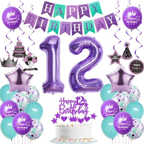 Ohaoduo Deko 12. Geburtstag Mädchen Lila Tortendeko 12 Geburtstag Mädchen Deko Geschenk für 12. Geburtstag Mädchen Lila 12 Mädchen Geburtstagsdeko 12 jahre Ballon 12 Geburtstag Mädchen violett Ohaoduo Deko 12. Geburtstag Mädchen Lila Tortendeko 12 Geburtstag Mädchen Deko Geschenk für 12. Geburtstag Mädchen Lila 12 Mädchen Geburtstagsdeko 12 jahre Ballon 12 Geburtstag Mädchen violett von Ohaoduo
