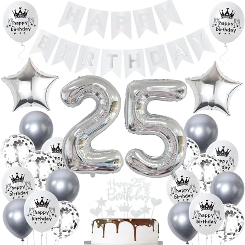 Ohaoduo Deko 25. Geburtstag Frauen mann Silber Tortendeko 25 Geburtstag mann Frauen Deko 25 Geburtstag Silber Frau 25 jahre Geburtstagsdeko 25 jahre mann Ballon 25 Geburtstag Frauen männer deko Ohaoduo Deko 25. Geburtstag Frauen mann Silber Tortendeko 25 Geburtstag mann Frauen Deko 25 Geburtstag Silber Frau 25 jahre Geburtstagsdeko 25 jahre mann Ballon 25 Geburtstag Frauen männer deko von Ohaoduo