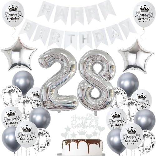 Ohaoduo Deko 28. Geburtstag Frauen mann Silber Tortendeko 28 Geburtstag mann Frauen Deko 28 Geburtstag Silber Frau 28 jahre Geburtstagsdeko 28 jahre mann Ballon 28 Geburtstag Frauen männer deko Ohaoduo Deko 28. Geburtstag Frauen mann Silber Tortendeko 28 Geburtstag mann Frauen Deko 28 Geburtstag Silber Frau 28 jahre Geburtstagsdeko 28 jahre mann Ballon 28 Geburtstag Frauen männer deko von Ohaoduo