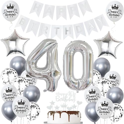 Ohaoduo Deko 40. Geburtstag Frauen mann Silber Tortendeko 40 Geburtstag mann Frauen Deko 40 Geburtstag Silber Frau 40 jahre Geburtstagsdeko 40 jahre mann Ballon 40 Geburtstag Frauen männer deko Ohaoduo Deko 40. Geburtstag Frauen mann Silber Tortendeko 40 Geburtstag mann Frauen Deko 40 Geburtstag Silber Frau 40 jahre Geburtstagsdeko 40 jahre mann Ballon 40 Geburtstag Frauen männer deko von Ohaoduo