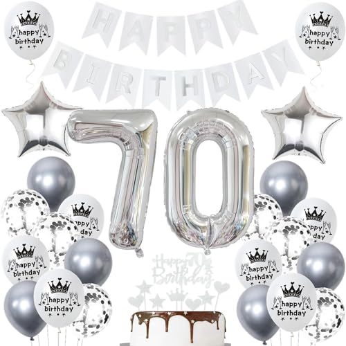 Ohaoduo Deko 70. Geburtstag Frauen mann Silber Tortendeko 70 Geburtstag mann Frauen Deko 70 Geburtstag Silber Frau 70 jahre Geburtstagsdeko 70 jahre mann Ballon 70 Geburtstag Frauen männer deko Ohaoduo Deko 70. Geburtstag Frauen mann Silber Tortendeko 70 Geburtstag mann Frauen Deko 70 Geburtstag Silber Frau 70 jahre Geburtstagsdeko 70 jahre mann Ballon 70 Geburtstag Frauen männer deko von Ohaoduo
