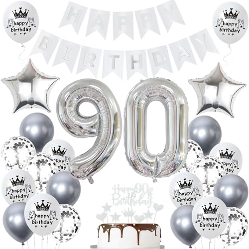 Ohaoduo Deko 90. Geburtstag Frauen mann Silber Tortendeko 90 Geburtstag mann Frauen Deko 90 Geburtstag Silber Frau 90 jahre Geburtstagsdeko 90 jahre mann Ballon 90 Geburtstag Frauen männer deko Ohaoduo Deko 90. Geburtstag Frauen mann Silber Tortendeko 90 Geburtstag mann Frauen Deko 90 Geburtstag Silber Frau 90 jahre Geburtstagsdeko 90 jahre mann Ballon 90 Geburtstag Frauen männer deko von Ohaoduo
