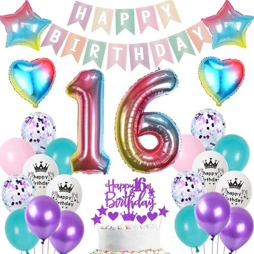 Ohaoduo Luftballon 16. Geburtstag Dekoration mädchen bunt Tortendeko 16 Geburtstag mädchen bunt Party Deko 16. Geburtstag mädchen Ballon 16 Geburtstag Deko mädchen Geburtstagsdeko 16 jahre mädchen Ohaoduo Luftballon 16. Geburtstag Dekoration mädchen bunt Tortendeko 16 Geburtstag mädchen bunt Party Deko 16. Geburtstag mädchen Ballon 16 Geburtstag Deko mädchen Geburtstagsdeko 16 jahre mädchen von Ohaoduo