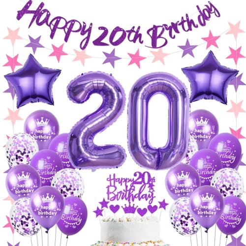 Ohaoduo Luftballon 20. Geburtstag Dekoration Frauen Lila Tortendeko 20 Geburtstag Frau Lila Party Deko Ohaoduo Luftballon 20. Geburtstag Dekoration Frauen Lila Tortendeko 20 Geburtstag Frau Lila Party Deko von Ohaoduo