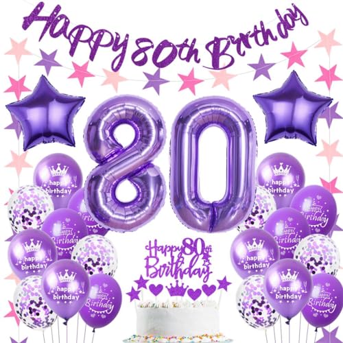 Ohaoduo Luftballon 80. Geburtstag Dekoration Frauen Lila Tortendeko 80 Geburtstag Frau Lila Party Deko Ohaoduo Luftballon 80. Geburtstag Dekoration Frauen Lila Tortendeko 80 Geburtstag Frau Lila Party Deko von Ohaoduo