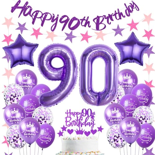 Ohaoduo Luftballon 90. Geburtstag Dekoration Frauen Lila Tortendeko 90 Geburtstag Frau Lila Party Deko Ohaoduo Luftballon 90. Geburtstag Dekoration Frauen Lila Tortendeko 90 Geburtstag Frau Lila Party Deko von Ohaoduo