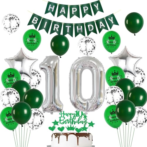 Ohaoduo Luftballons 10. Geburtstag Junge Mädchen Dekoration Grün Silber Tortendeko Geburtstag 10 Junge Deko 10. Mädchen Party Deko Grün Geburtstagsdeko 10 Jahre Luftballon Ohaoduo Luftballons 10. Geburtstag Junge Mädchen Dekoration Grün Silber Tortendeko Geburtstag 10 Junge Deko 10. Mädchen Party Deko Grün Geburtstagsdeko 10 Jahre Luftballon von Ohaoduo