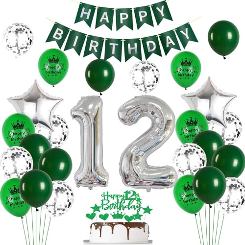 Ohaoduo Luftballons 12. Geburtstag Junge Mädchen Dekoration Grün Silber Tortendeko Geburtstag 12 Junge Deko 12. Geburtstag Mädchen Party Deko Grün Geburtstagsdeko 12 Jahre Junge Mädchen Luftballon Ohaoduo Luftballons 12. Geburtstag Junge Mädchen Dekoration Grün Silber Tortendeko Geburtstag 12 Junge Deko 12. Geburtstag Mädchen Party Deko Grün Geburtstagsdeko 12 Jahre Junge Mädchen Luftballon von Ohaoduo