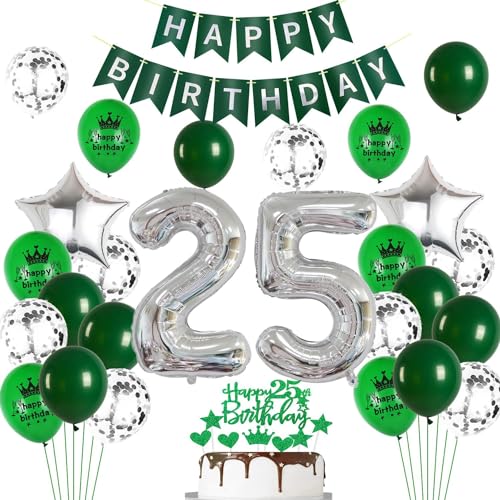 Ohaoduo Luftballons 25. Geburtstag Mann Frauen Dekoration Grün Silber Tortendeko Geburtstag 25 männer Deko 25. Geburtstag frau Party Deko Grün Geburtstagsdeko 25 Jahre Mann frauen Luftballon 25 Ohaoduo Luftballons 25. Geburtstag Mann Frauen Dekoration Grün Silber Tortendeko Geburtstag 25 männer Deko 25. Geburtstag frau Party Deko Grün Geburtstagsdeko 25 Jahre Mann frauen Luftballon 25 von Ohaoduo