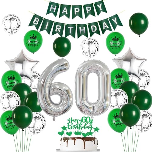 Ohaoduo Luftballons 60. Geburtstag Mann Frauen Dekoration Grün Silber Tortendeko Geburtstag 60 männer Deko 60. Geburtstag frau Party Deko Grün Geburtstagsdeko 60 Jahre Mann frauen Luftballon 60 Ohaoduo Luftballons 60. Geburtstag Mann Frauen Dekoration Grün Silber Tortendeko Geburtstag 60 männer Deko 60. Geburtstag frau Party Deko Grün Geburtstagsdeko 60 Jahre Mann frauen Luftballon 60 von Ohaoduo