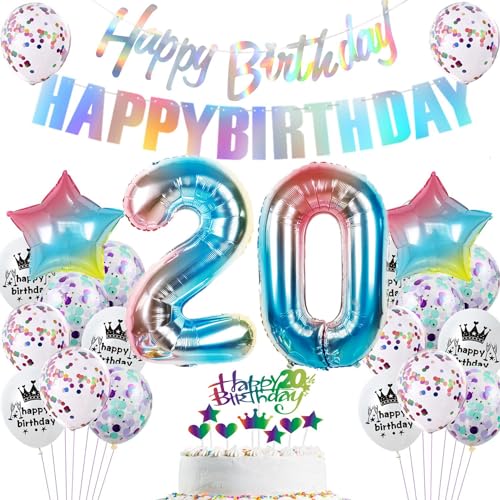 Regenbogen Geburtstagsdeko 20 Jahr, Luftballon Bunt, Ballon Deko, Party Dekoration für Frau Regenbogen Geburtstagsdeko 20 Jahr, Luftballon Bunt, Ballon Deko, Party Dekoration für Frau von Ohaoduo