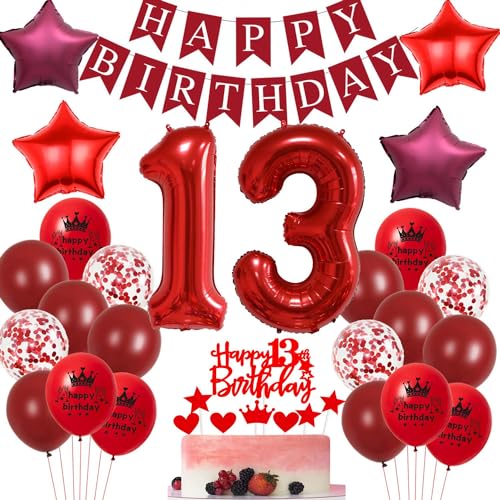 Rot 13 Jahre Party Dekoration,Rot Luftballons 13. Geburtstag,Deko 13. Geburtstag Mädchen Rot,Tortendeko 13 Geburtstag Mädchen Deko,Rot 13 Geburtstag Deko, Rot Ballons 13. Junge Mädchen Dekoration Rot 13 Jahre Party Dekoration,Rot Luftballons 13. Geburtstag,Deko 13. Geburtstag Mädchen Rot,Tortendeko 13 Geburtstag Mädchen Deko,Rot 13 Geburtstag Deko, Rot Ballons 13. Junge Mädchen Dekoration von Ohaoduo