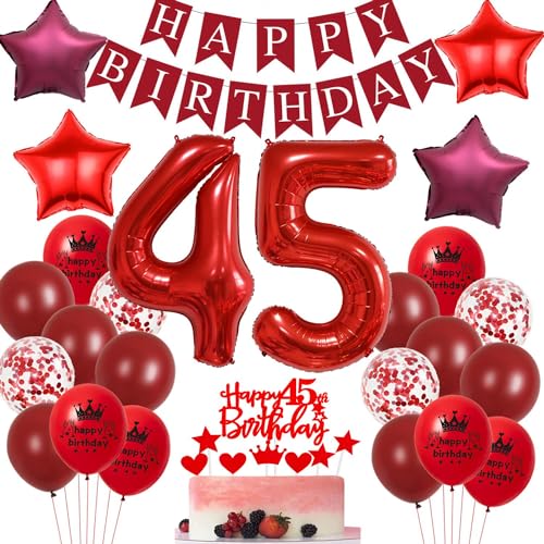 Rot 45 Jahre Party Dekoration,Rot Luftballons 45. Geburtstag,Deko 45. Geburtstag Frau Rot,Tortendeko 45 Geburtstag Frauen Deko,Rot 45 Geburtstag Deko, Rot Ballons 45. Mann Frau Dekoration Rot 45 Jahre Party Dekoration,Rot Luftballons 45. Geburtstag,Deko 45. Geburtstag Frau Rot,Tortendeko 45 Geburtstag Frauen Deko,Rot 45 Geburtstag Deko, Rot Ballons 45. Mann Frau Dekoration von Ohaoduo