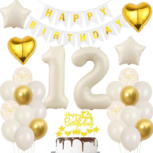 Weiß Luftballons 12 Geburtstag Mädchen,Deko 12 Geburtstagdeko Beige Gold,12. Geburtstag Dekorationen Junge Mädchen,Luftballon 12 Jahre Party Deko Boho,12 Jahre Geburtstagsdeko Ballon Beige Gold Weiß Luftballons 12 Geburtstag Mädchen,Deko 12 Geburtstagdeko Beige Gold,12. Geburtstag Dekorationen Junge Mädchen,Luftballon 12 Jahre Party Deko Boho,12 Jahre Geburtstagsdeko Ballon Beige Gold von Ohaoduo