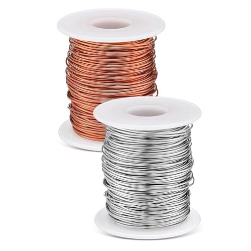 Ohewiiuk 300 Fuß, 2 Rollen, 18 Gauge, Kupferdraht, Aluminiumdraht, Basteldraht für Bildhauerei, Armaturen, Schmuckherstellung, Edelstein-Metallwicklung von Ohewiiuk