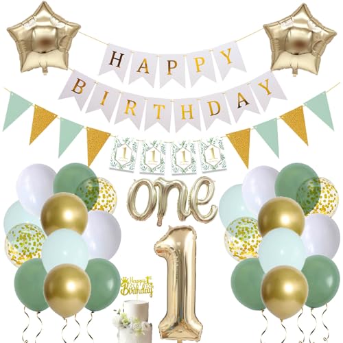 1 Jahre Geburtstagsdeko Grün Weiß Gold Folienballon 1 Gold Zahlenballon 1. Geburtstag Deko Mädchen Junge Baby Happy Birthday Deko Kindergeburtstag 1 Jahre Geburtstagsdeko Grün Weiß Gold Folienballon 1 Gold Zahlenballon 1. Geburtstag Deko Mädchen Junge Baby Happy Birthday Deko Kindergeburtstag von Ohighing