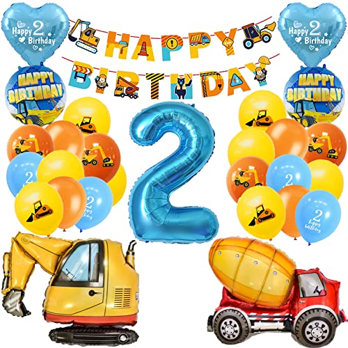 2 Jahre Bagger Geburtstag Deko Luftballon 2 Kinder Geburtstagsdeko Happy Birthday 2 jahre Junge Kindergeburtstag von Ohighing